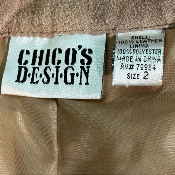 Vintage Chicos Design Womens Tan 100% Suede Straight Leg Pants Sz 33 Waist - Picture 2 of 8